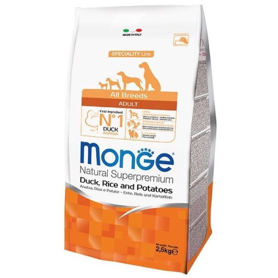 M11129 Monge Dry Dog Spec. Line - All Breeds Adult Duck, rice & potatoes 2,5 kg