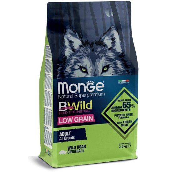 M11990 Monge Dry Dog BWILD - All Breeds Adult Boar (šerniena) 2.5 kg