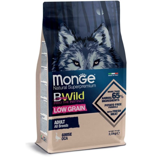 M12102 Monge Dry Dog BWILD - All Breeds Adult Goose (žąsiena) 2.5 kg