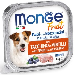 M13208 Monge Fruit - Wet Dog PATE & CHUNKIES TURKEY & BLUEBERRY 100 g