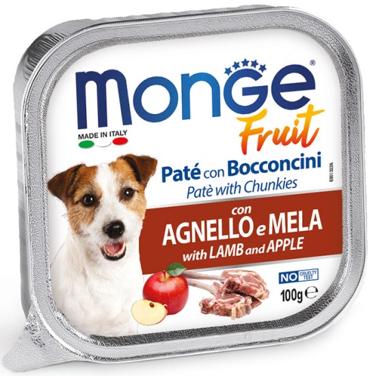 M13222 Monge Fruit - Wet Dog PATE & CHUNKIES LAMB & APPLE 100 g