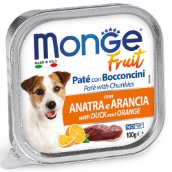 M13239 Monge Fruit - Wet Dog PATE & CHUNKIES DUCK & ORANGE 100 g