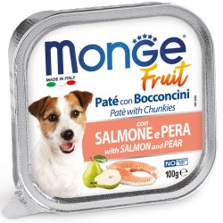 M13246 Monge Fruit - Wet Dog PATE & CHUNKIES SALMON & PEAR 100 g