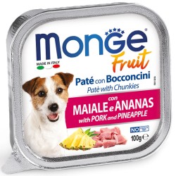 M13253 Monge Fruit - Wet Dog PATE & CHUNKIES PORK & PINEAPPLE 100 g