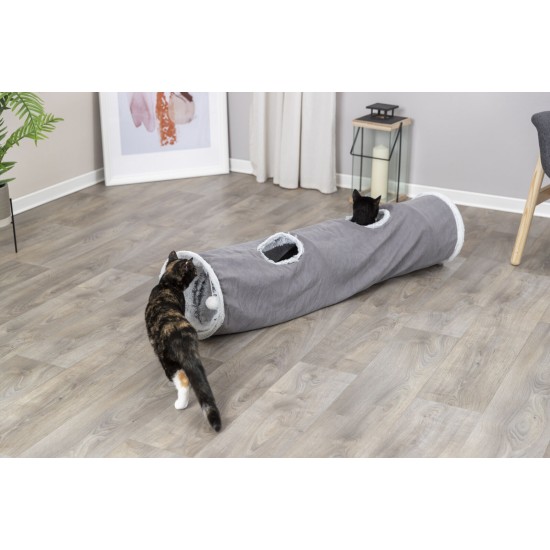 3.5_43044 TRIXIE Harvey žaidimų tunelis katei, pliušas, 27x116 cm, pilkas