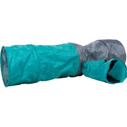 3.5_4302 TRIXIE Žaidimų tunelis katėms su 4 įėjimais, pliušas, 30x115 cm, pilka/žalsva