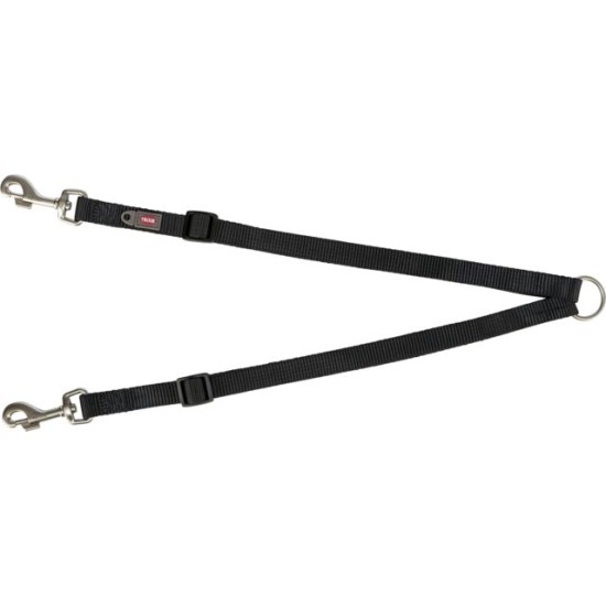 1.0_2011801 TRIXIE Premium dvigubas pavadys, XS-S: 40-70 cm/10 mm, juodas