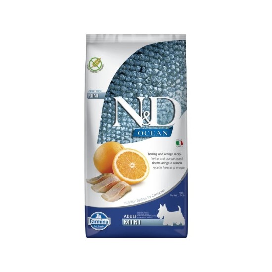 F36469 FARMINA N&D OCEAN - DOG Dry Herring&Orange ADULT MINI 7 kg