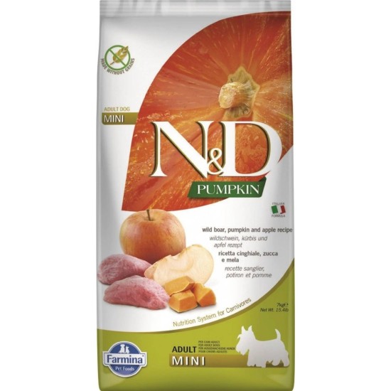 F33659 FARMINA N&D PUMPKIN - DOG Dry Wild Boar&Apple ADULT MINI 7 kg