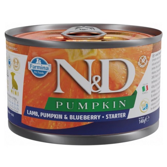 F02932 FARMINA N&D PUMPKIN - DOG Wet Lamb Pumpkin&Blueberry STARTER MINI 140 g (pak.6)