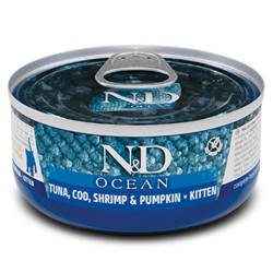 F02918 FARMINA N&D OCEAN - CAT Wet Tuna Cod Shrimp&Pumpkin KITTEN 70 g (pak.24)