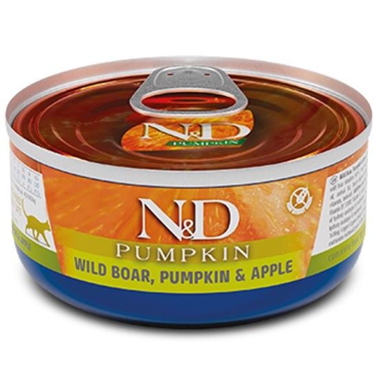 F02079 FARMINA N&D PUMPKIN - CAT Wet Wild Boar Pumpkin&Apple ADULT 70 g (pak.24)