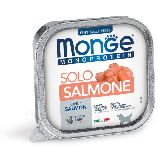 M14731 Monge Monoproteico Solo - Wet Dog Pate 100% Salmon PUPPY 150g (pak24)
