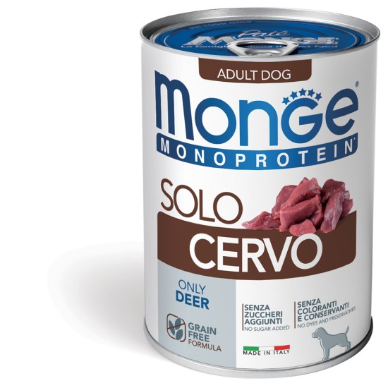 M14663 Monge Monoproteico Solo - Wet Dog Pate 100% Deer 400g (pak24)