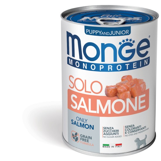 M14694 Monge Monoproteico Solo - Wet Dog Pate 100% Salmon PUPPY 400g (pak24)