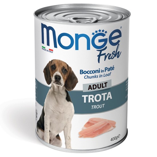 M14496 Monge Fresh - Wet  ADULT Dog Cans Trout 400g (pak24)