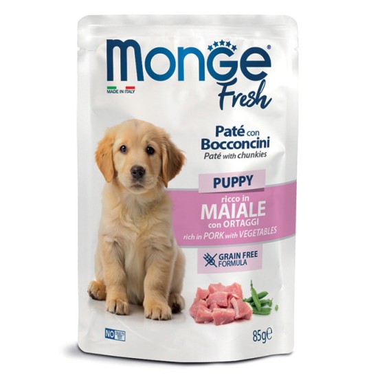 M01114 Monge Fresh - Pouches Dog Puppy Pork/Vegetables 85g (pak28)