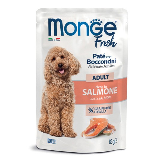 M01121 Monge Fresh - Pouches Dog Adult Salmon 85g (pak28)