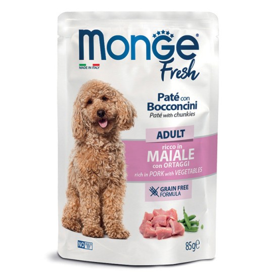M01145 Monge Fresh - Pouches Dog Adult Pork/Vegetables 85g (pak28)