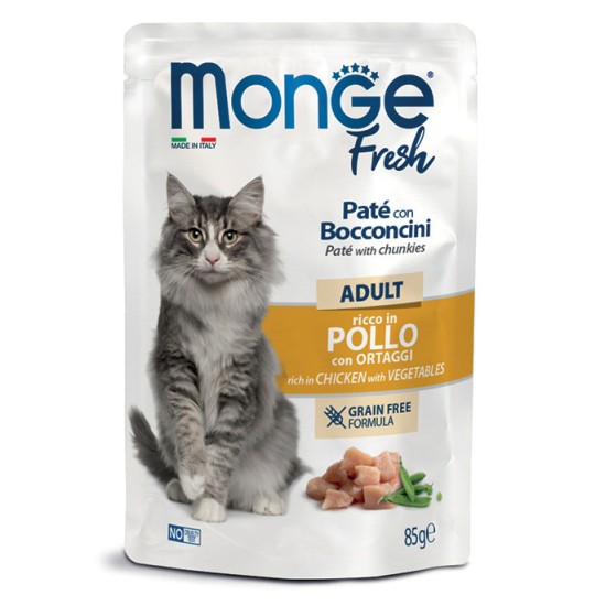 M01060 Monge Fresh - Pouches Cat Adult Chicken/Vegetables 85g (pak28)