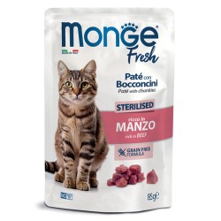 M01084 Monge Fresh - Pouches Cat Sterilised Beef 85g (pak28)