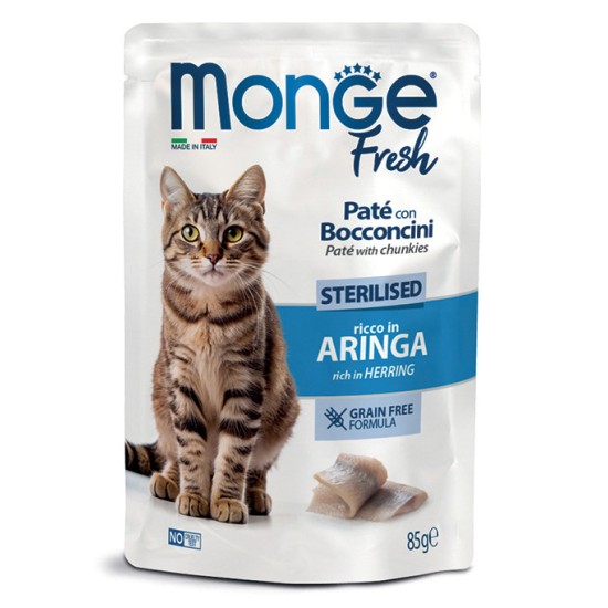 M01091 Monge Fresh - Pouches Cat Sterilised Herring 85g (pak28)