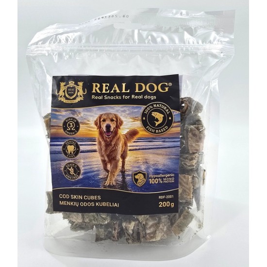 R70523 RDF-2001 REAL DOG SNACKS Menkių odos kubeliai 200g