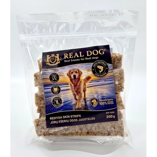 R70585 RDF-3002 REAL DOG SNACKS Jūrų ešerių odos juostelės 200g