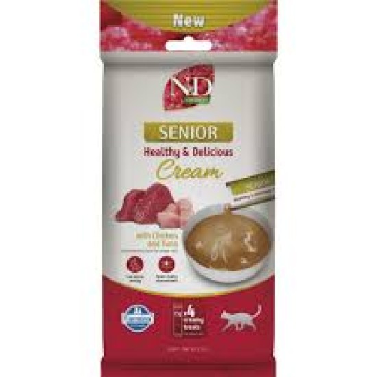 F08965 FARMINA N&D QUINOA CAT SENIOR - CREAM with Chicken&Tuna 4x15g (pak15)