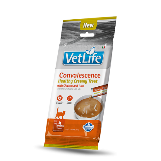 F08972 FARMINA VET LIFE CAT CONVALESCENCE - CREAMY TREAT with Chicken&Tuna 4x15g (pak15)