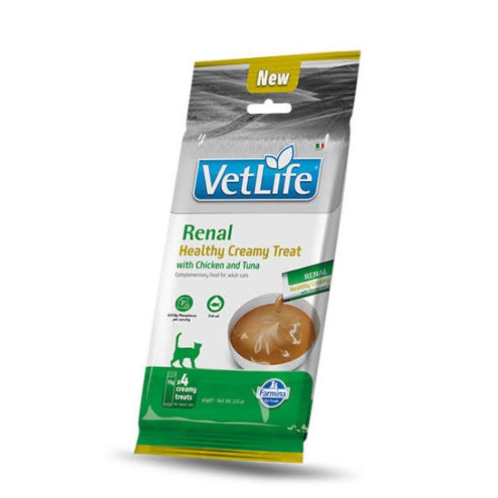 F08996 FARMINA VET LIFE CAT RENAL - CREAMY TREAT with Chicken&Tuna 4x15g (pak15)