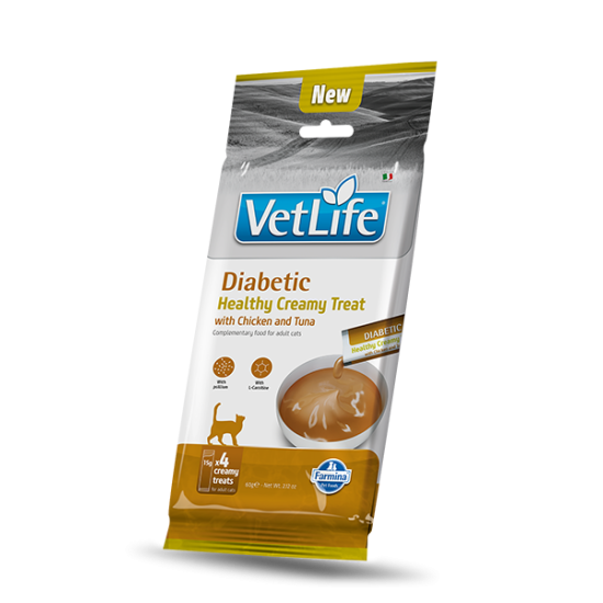 F09016 FARMINA VET LIFE CAT DIABETIC - CREAMY TREAT with Chicken&Tuna 4x15g (pak15)
