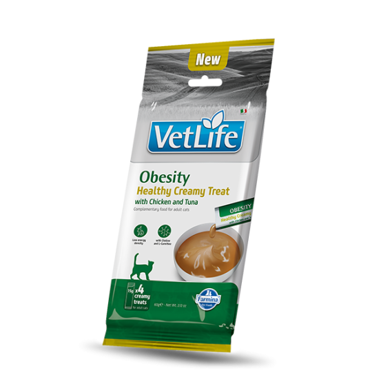 F09023 FARMINA VET LIFE CAT OBESITY - CREAMY TREAT with Chicken&Tuna 4x15g (pak15)