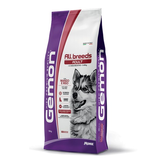 G86326  GEMON - Dry Dog All breeds Adult Beef & rice 15 kg